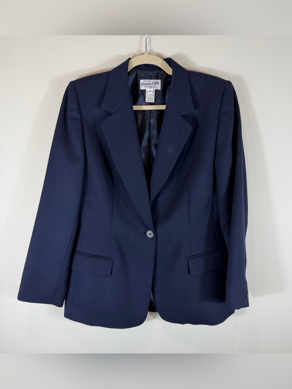Pendleton Navy Single-Button Women's Wool Blazer Size 10